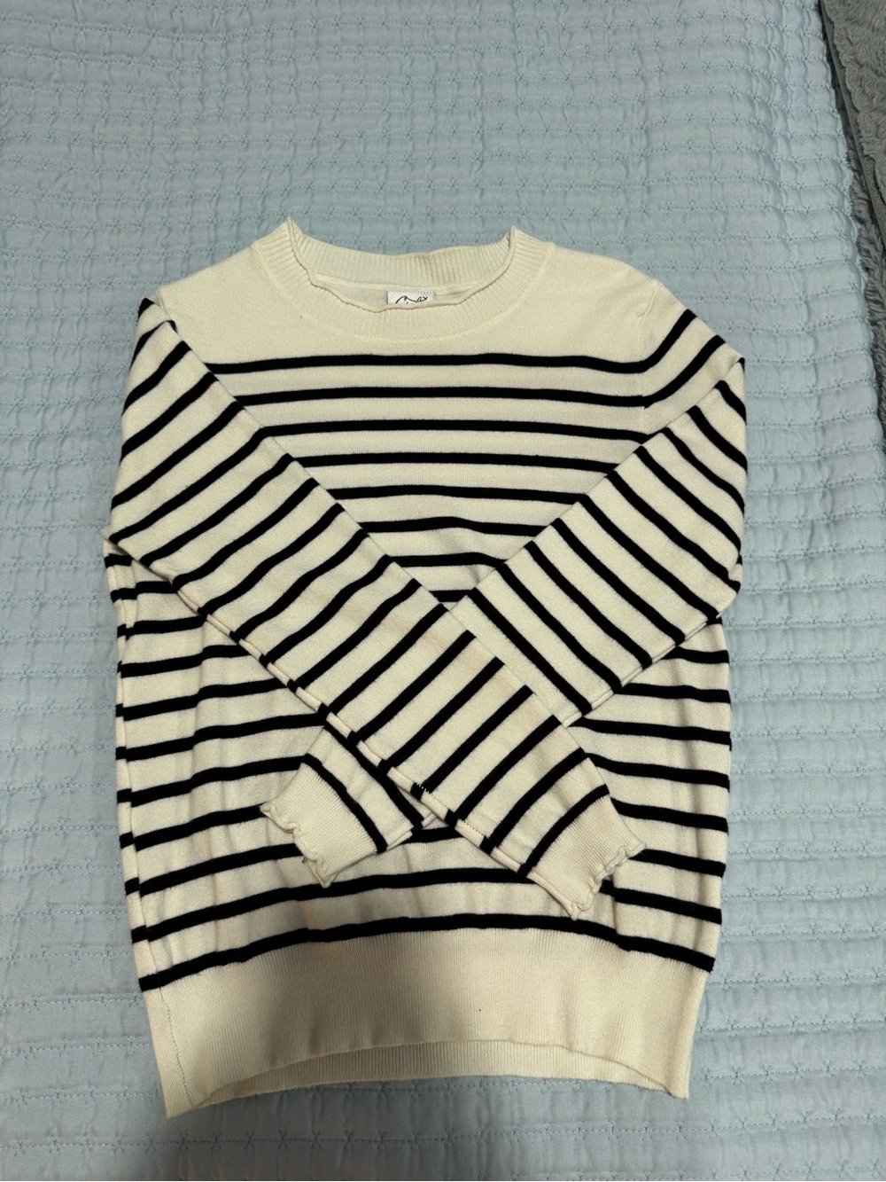 Cream and Black Stripe Size Small Sweater